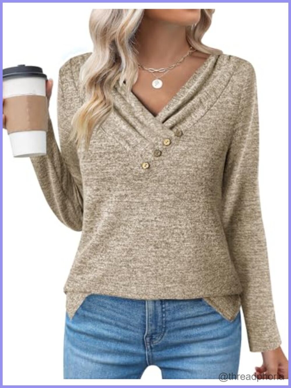Women's V Neck Tunic Top Long Sleeve Pullover Blouse for Leggings